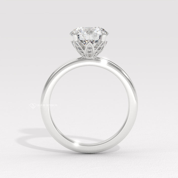 1.0CT-3.0CT Round Moissanite Diamond Tulip Set Engagement Ring