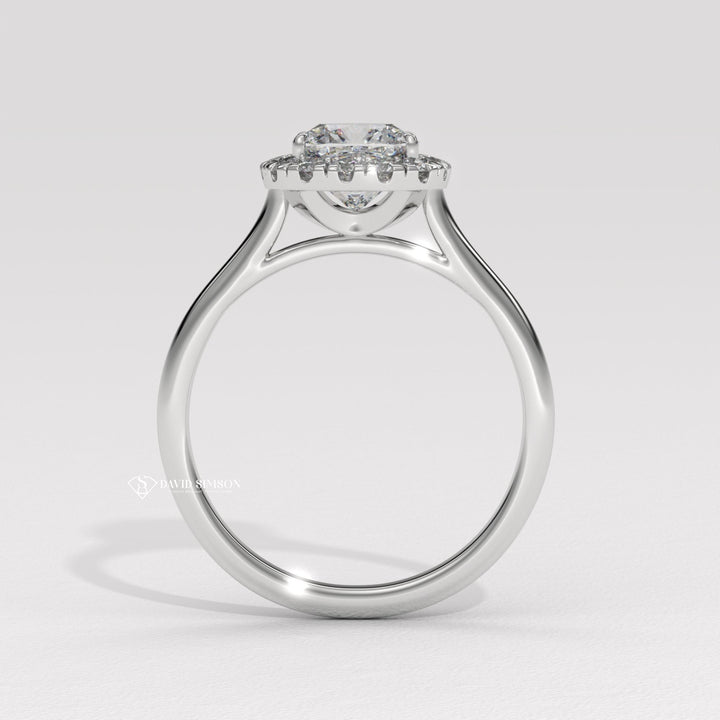 1.0CT-2.0CT Cushion Cut Moissanite Halo Diamond Solitaire Engagement Ring