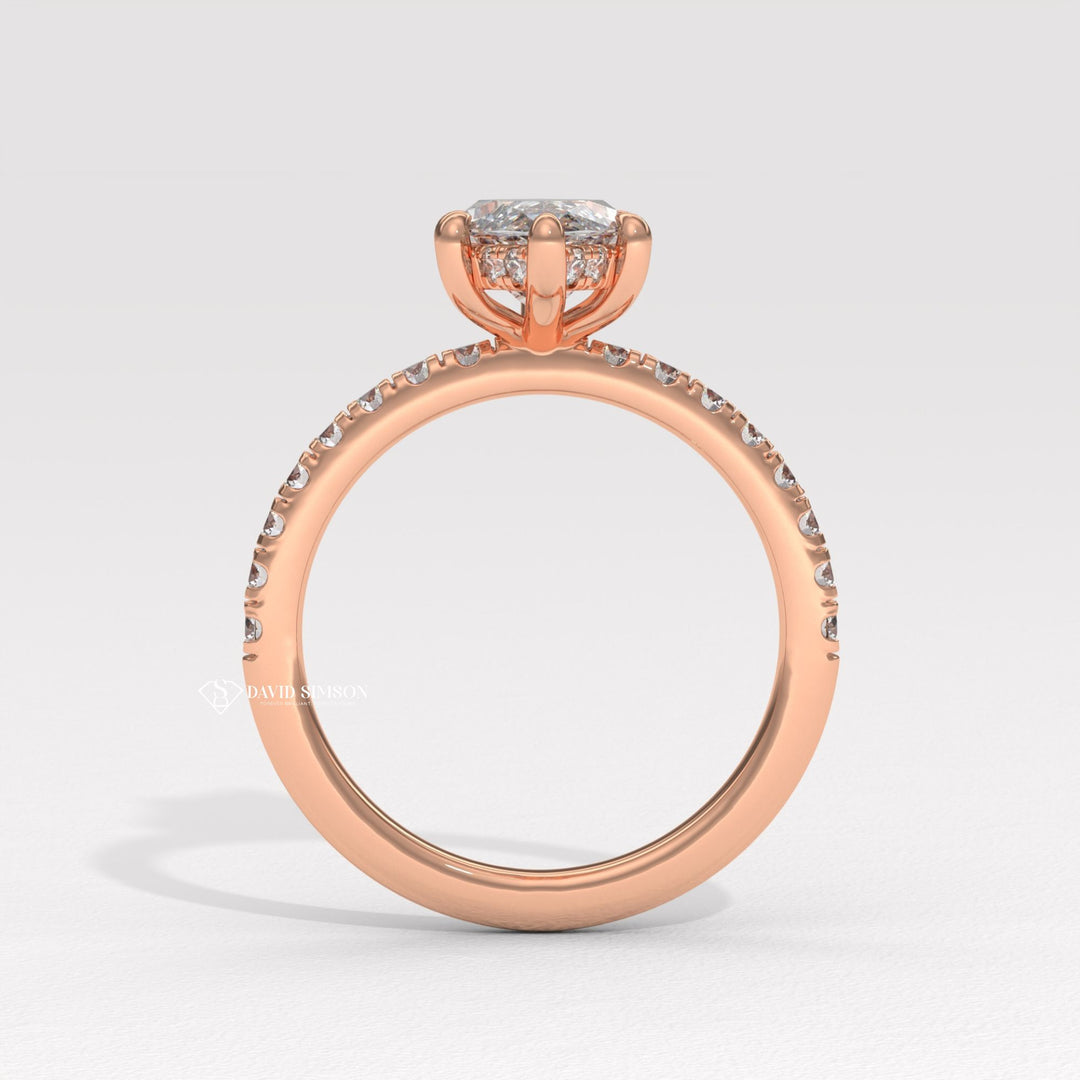 2.0CT-3.0CT Marquise Hidden Halo Moissanite Diamond Engagement Ring