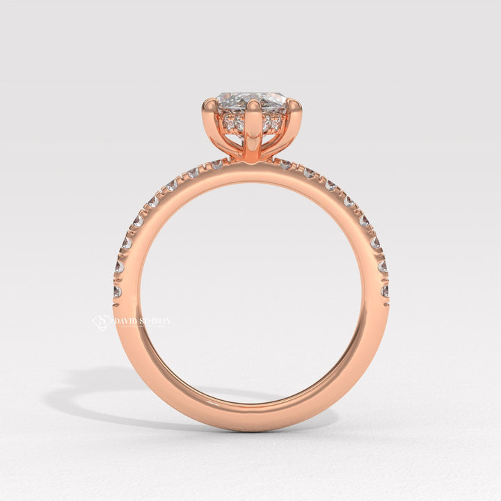 2.0CT-3.0CT Marquise Hidden Halo Moissanite Diamond Engagement Ring