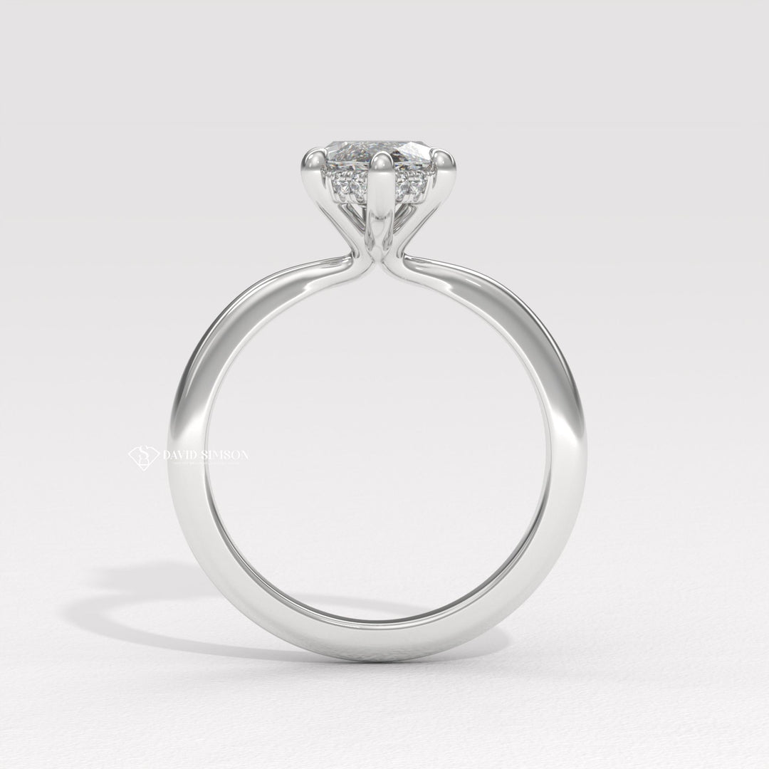 1.0CT-2.0CT Marquise Moissanite Solitaire Diamond Hidden Halo Engagement Ring