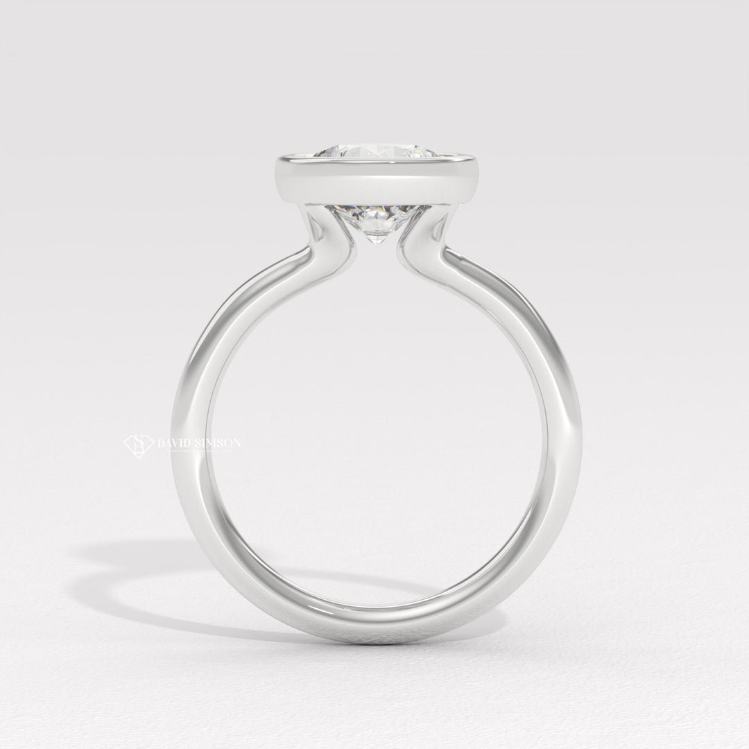 3.0CT-5.0CT Bezel Set Round Moissanite Diamond Engagement Ring
