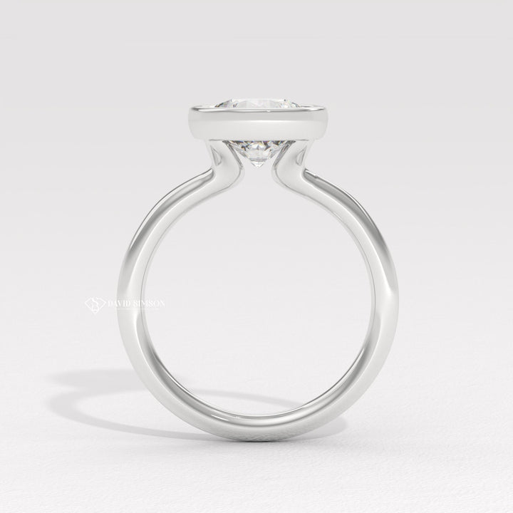 3.0CT-5.0CT Bezel Set Round Moissanite Diamond Engagement Ring