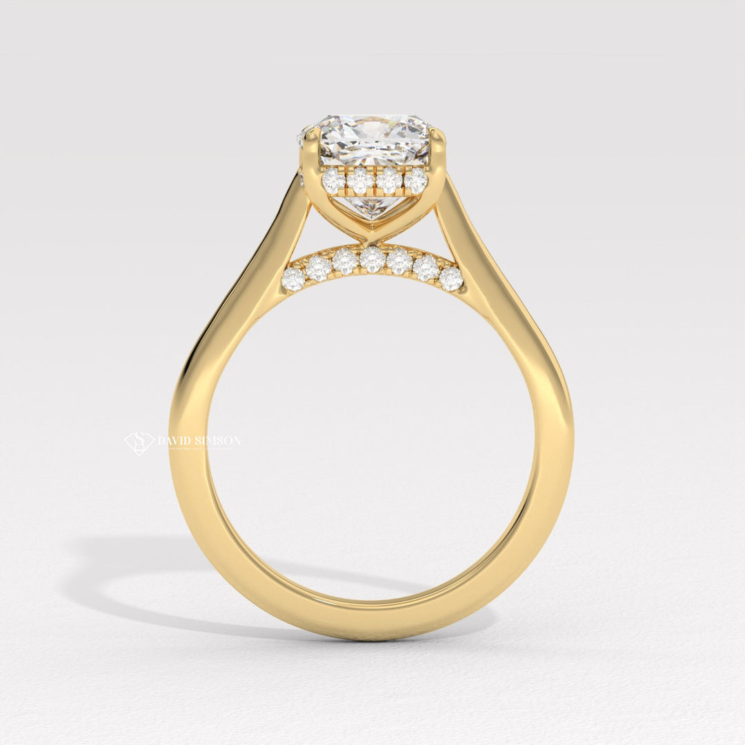 2.0CT-3.0CT Cushion Moissanite Diamond Hidden Halo Engagement Ring