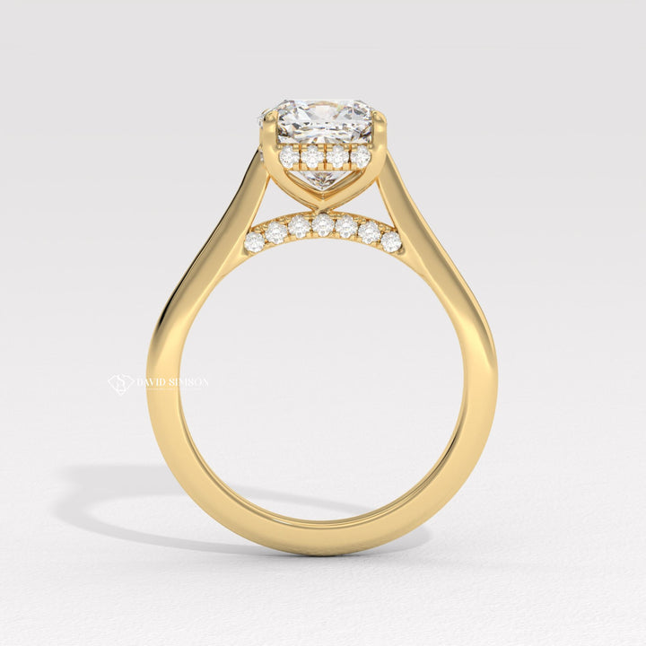 2.0CT-3.0CT Cushion Moissanite Diamond Hidden Halo Engagement Ring