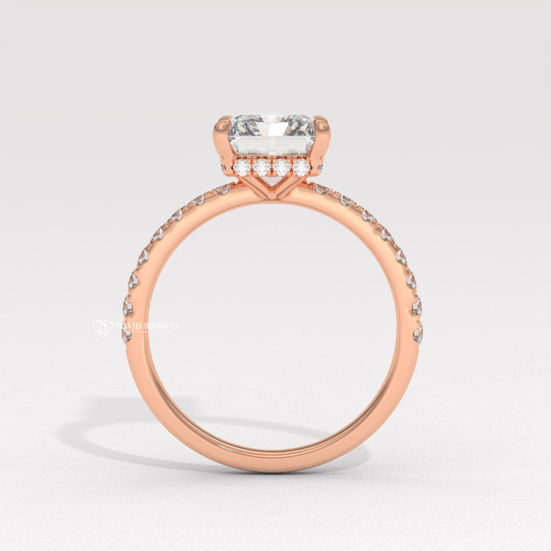 2.50CT-3.50CT Radiant Diamond Hidden Halo & pave Engagement Ring