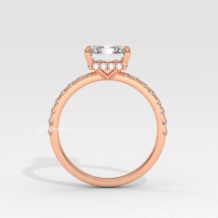 2.50CT-3.50CT Radiant Diamond Hidden Halo & pave Engagement Ring