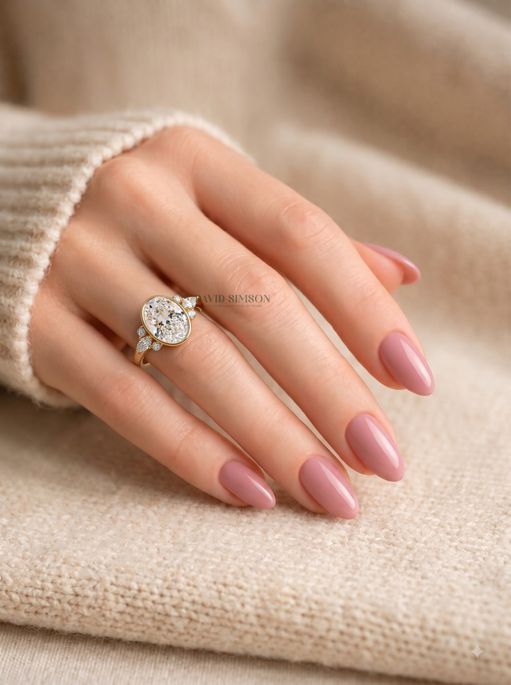 2.0CT-3.0CT Oval Lab Grown Diamond Seven Stone Bezel Engagement Ring