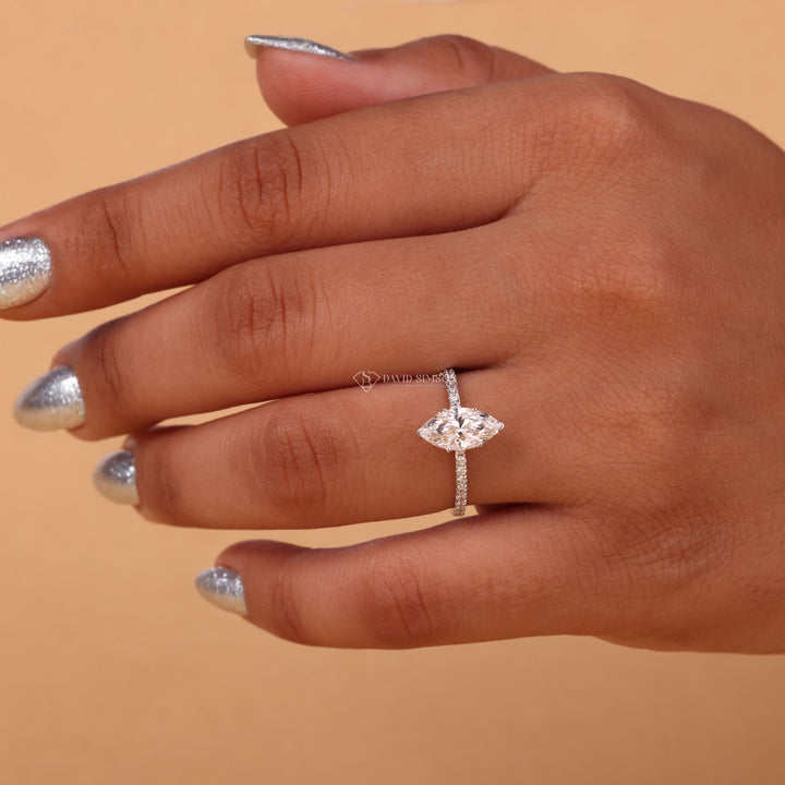 Marquise Shaped Wedding Ring
Hidden Halo Marquise Ring
VVS1 Marquise Moissanite
