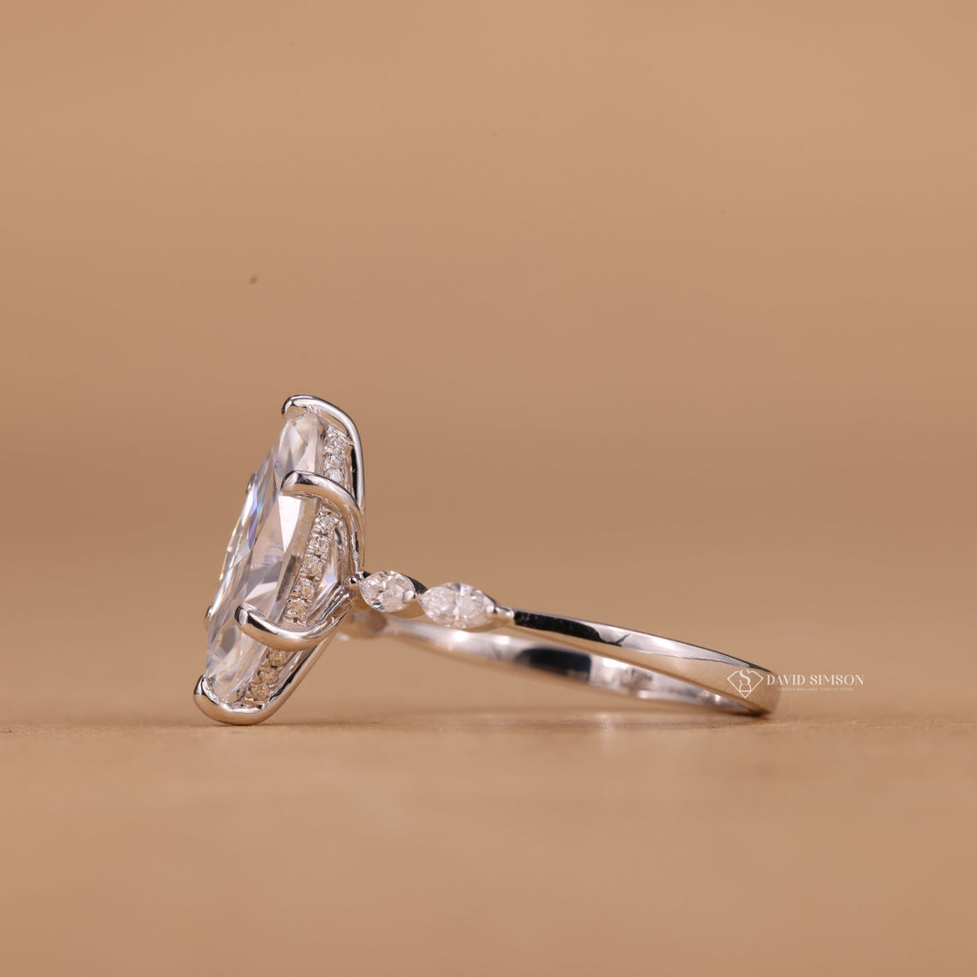 14K Gold Marquise Ring
18K Gold Hidden Halo
Platinum Marquise Pave
D Color Marquise Cut
VVS1 Marquise Moissanite
