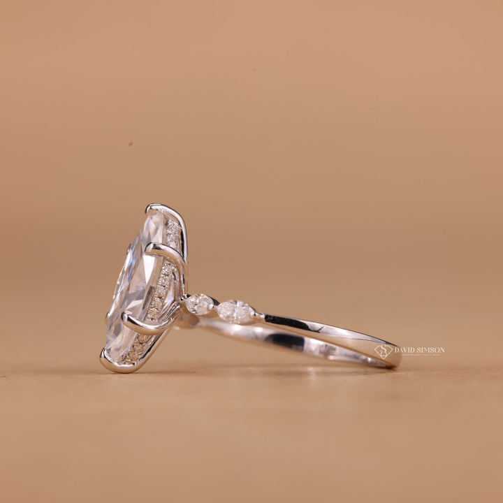 14K Gold Marquise Ring
18K Gold Hidden Halo
Platinum Marquise Pave
D Color Marquise Cut
VVS1 Marquise Moissanite
