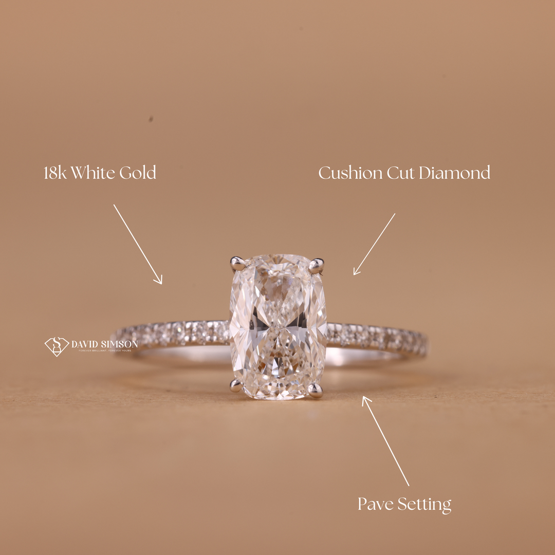 Cushion Cut Pave Ring
Moissanite Engagement Ring
Elongated Cushion Engagement Ring
Pave Diamond Band Ring
