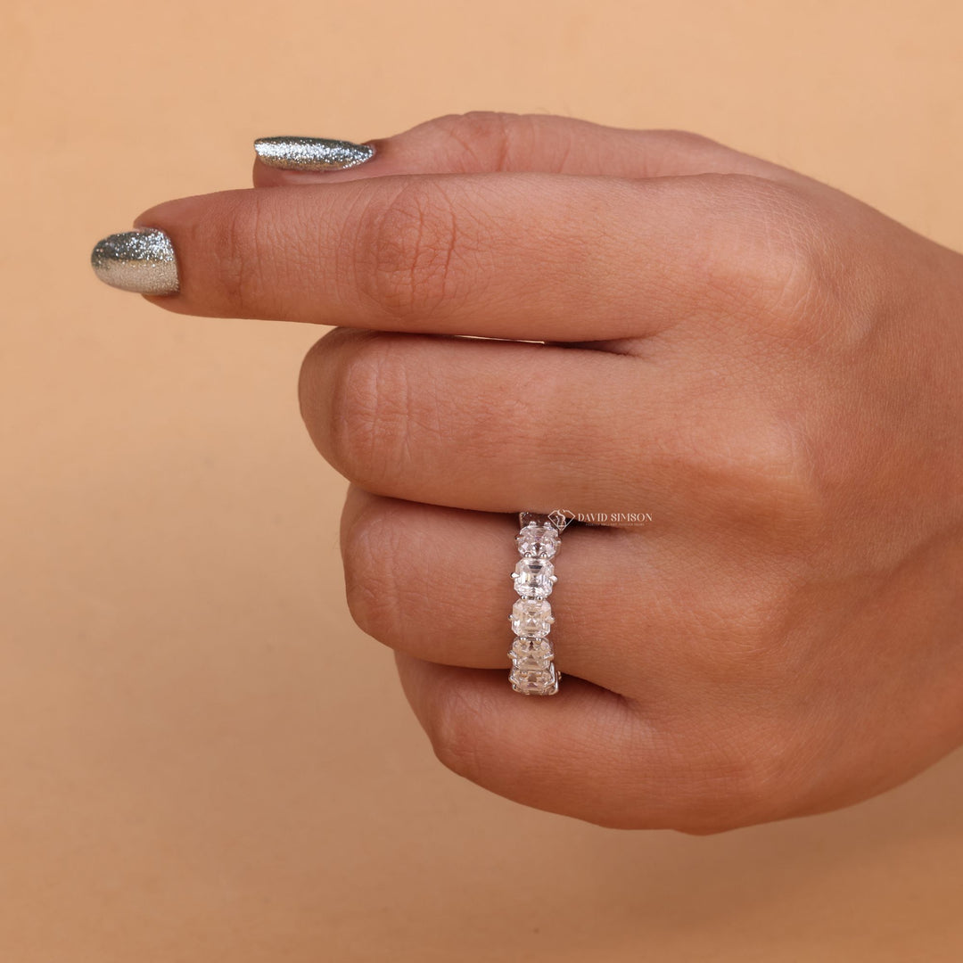 18K Yellow Gold Eternity Ring
Rose Gold Asscher Moissanite
Platinum Full Eternity Band
