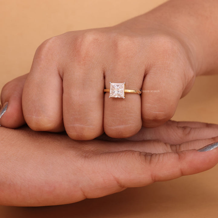 18K Yellow Gold Moissanite Solitaire
Rose Gold Princess Cut Ring
Platinum Moissanite Engagement Ring
V-Prong Princess Cut Setting
