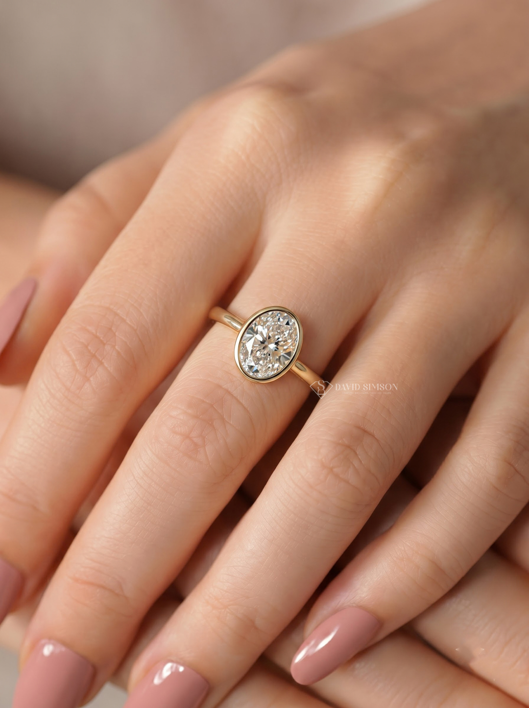 2.0CT to 3.0CT Oval Lab Grown Diamond Bezel Engagement Ring