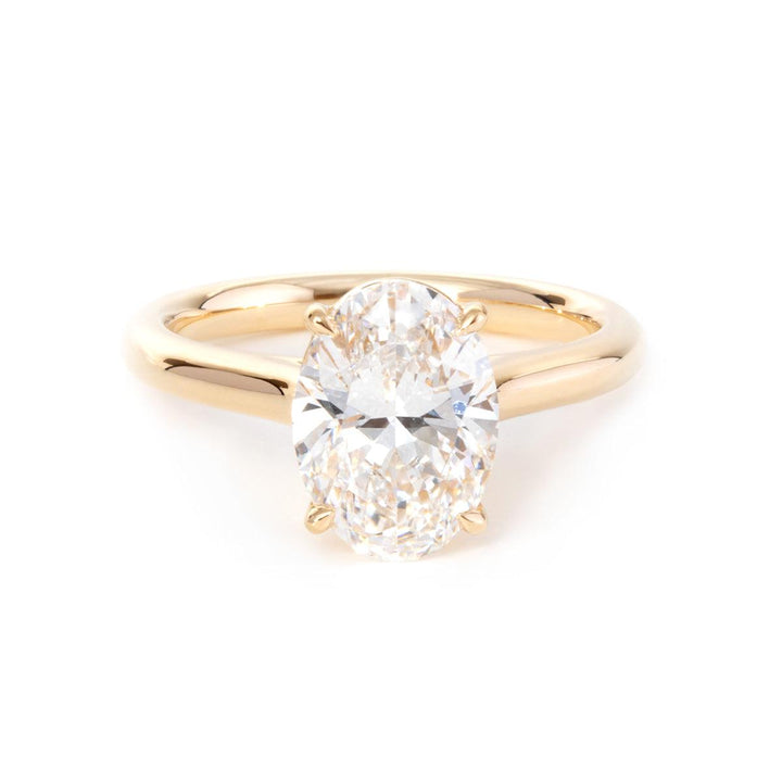 2.0ct-3.0ct Oval Cut Moissanite Diamond Cathedral Setting Engagement Ring
