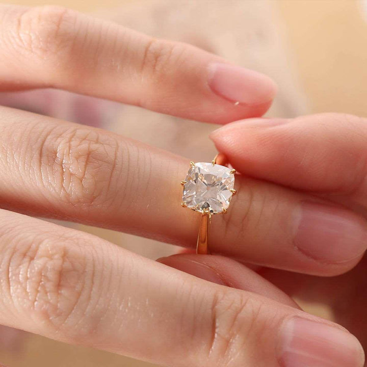 2.50ct-3.50ct Cushion Old Mine Cut Diamond Solitaire Engagement Ring