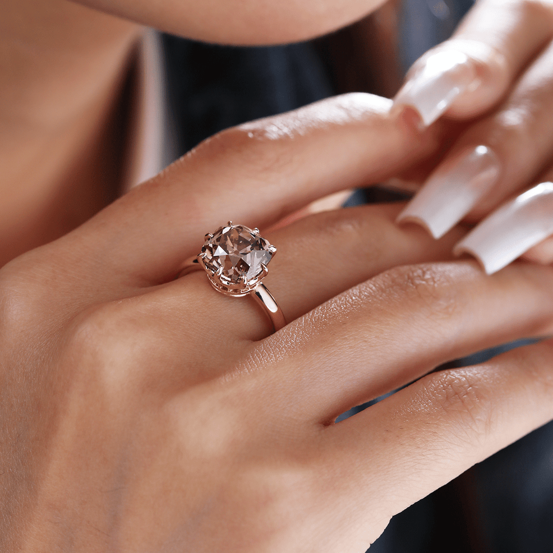 3.0CT-4.0CT Cushion Old Mine-Cut Brown Diamond Engagement Ring, an old mine cut diamond ring