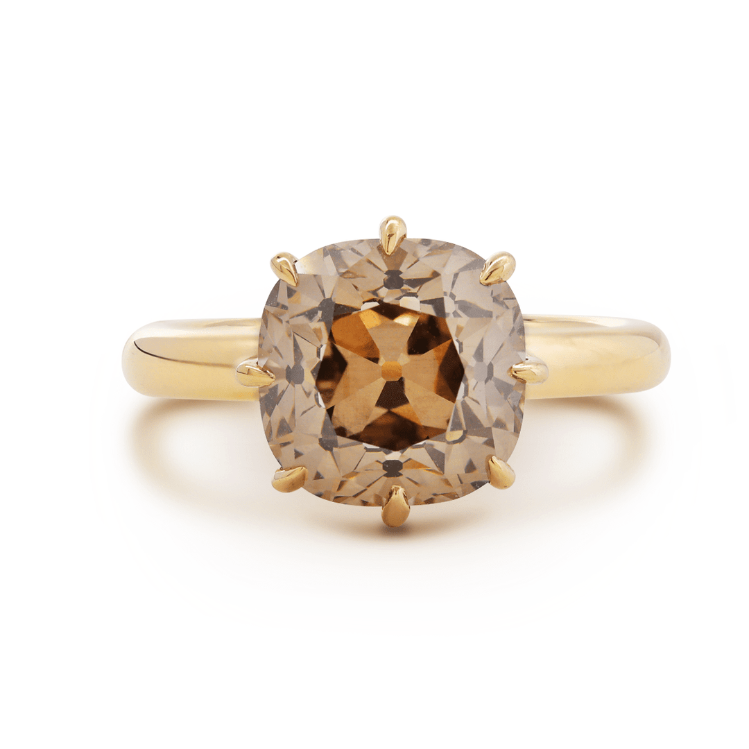 14k rose gold moissanite ring, an old mine cut diamond ring style