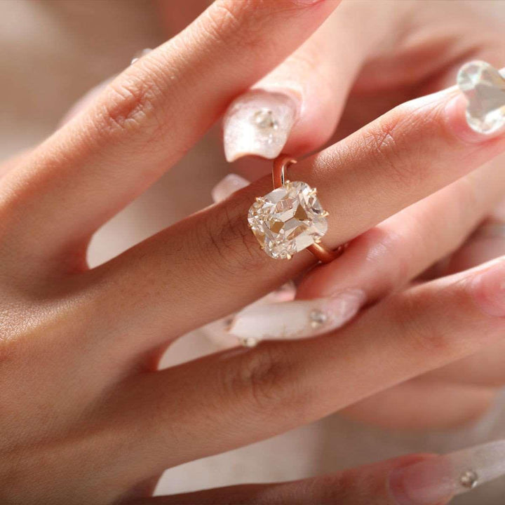 6.0ct-7.0ct Old Mine Elongated Cushion Cut Moissanite Diamond Engagement Ring