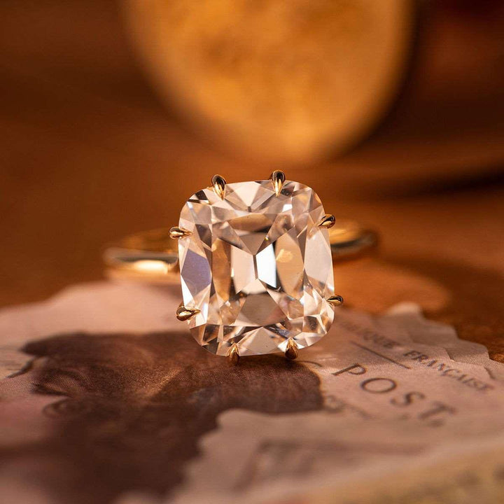 6.0ct-7.0ct Old Mine Elongated Cushion Cut Moissanite Diamond Engagement Ring