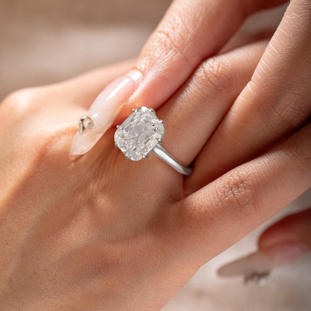 6.0ct-7.0ct Old Mine Elongated Cushion Cut Moissanite Diamond Engagement Ring