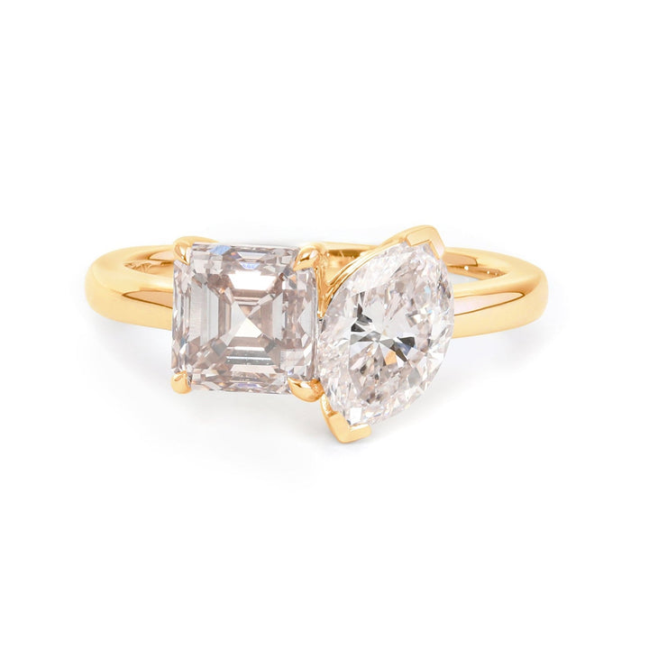 1.50ct-2.50ct Toi et Moi Asscher and Marquise Cut Diamond Solitaire Engagement Ring