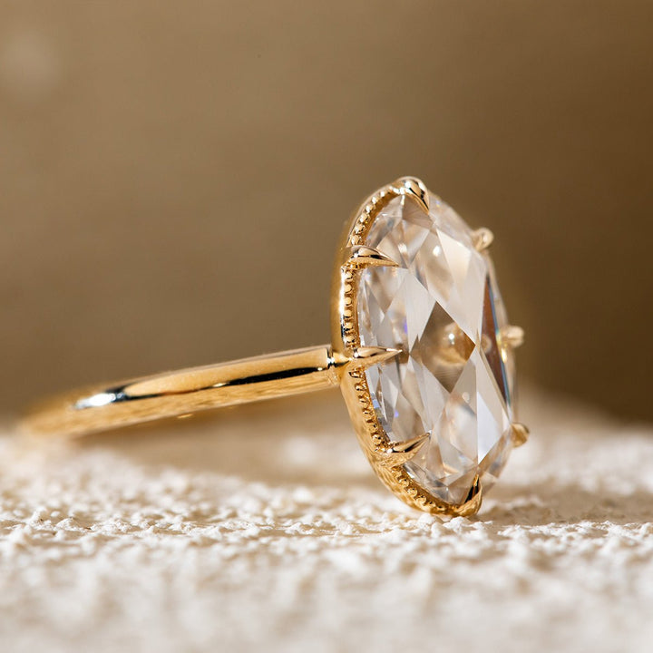 2.0CT-3.0CT Elongated Oval Rose-Cut Lab Diamond Solitaire Ring — best engagement rings in USA