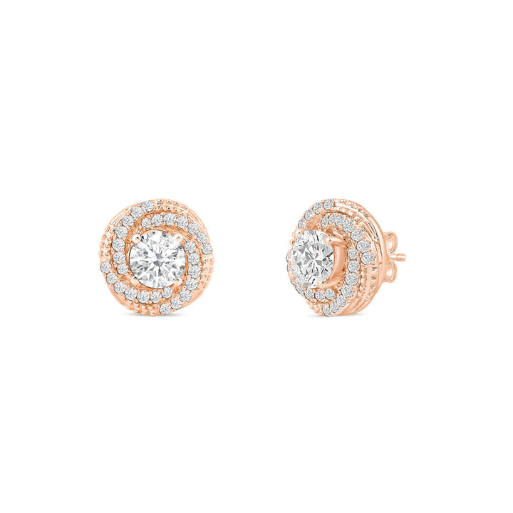 Round Cut Halo Moissanite Diamond Stud Earrings for Her