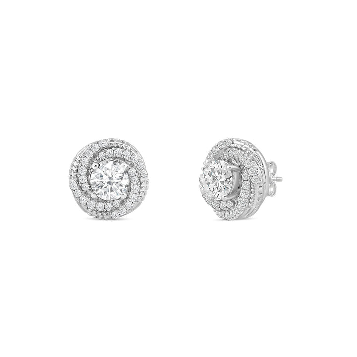 Round Cut Halo Moissanite Diamond Stud Earrings for Her