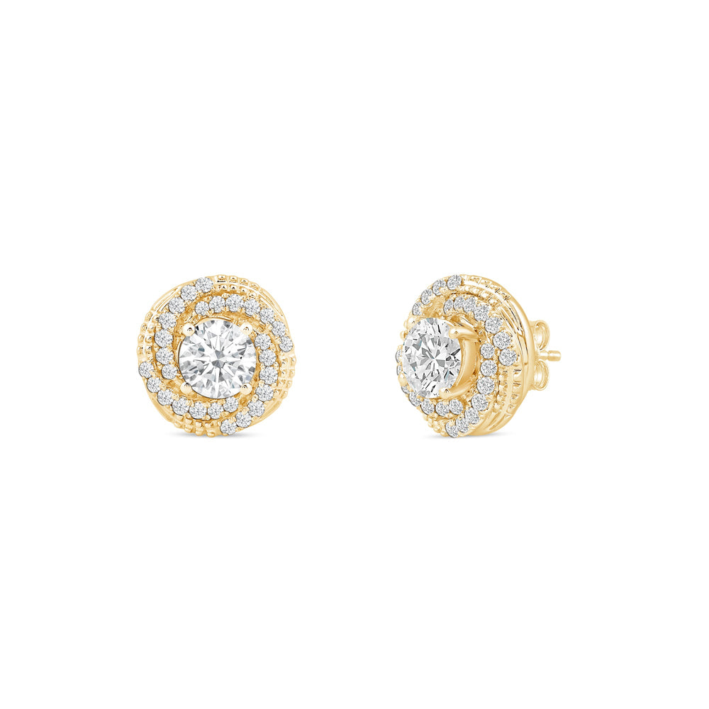 Round Cut Halo Moissanite Diamond Stud Earrings for Her