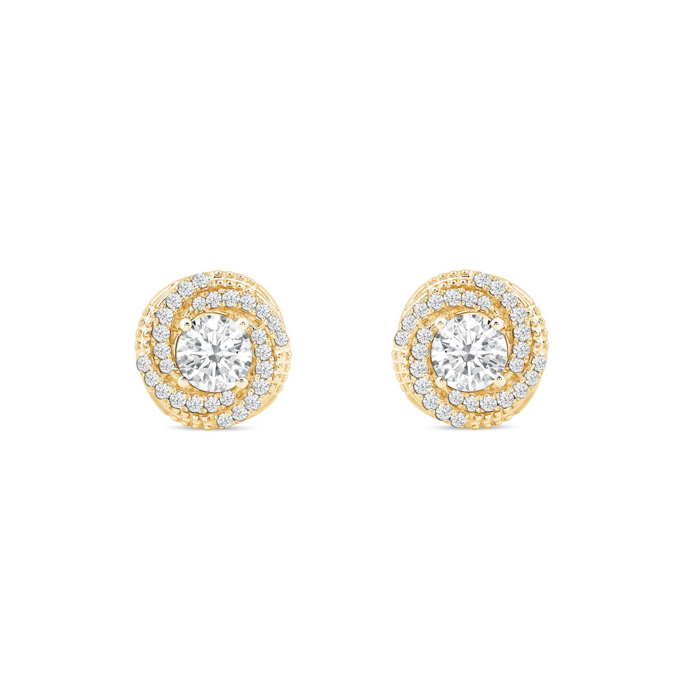 Round Cut Halo Moissanite Diamond Stud Earrings for Her