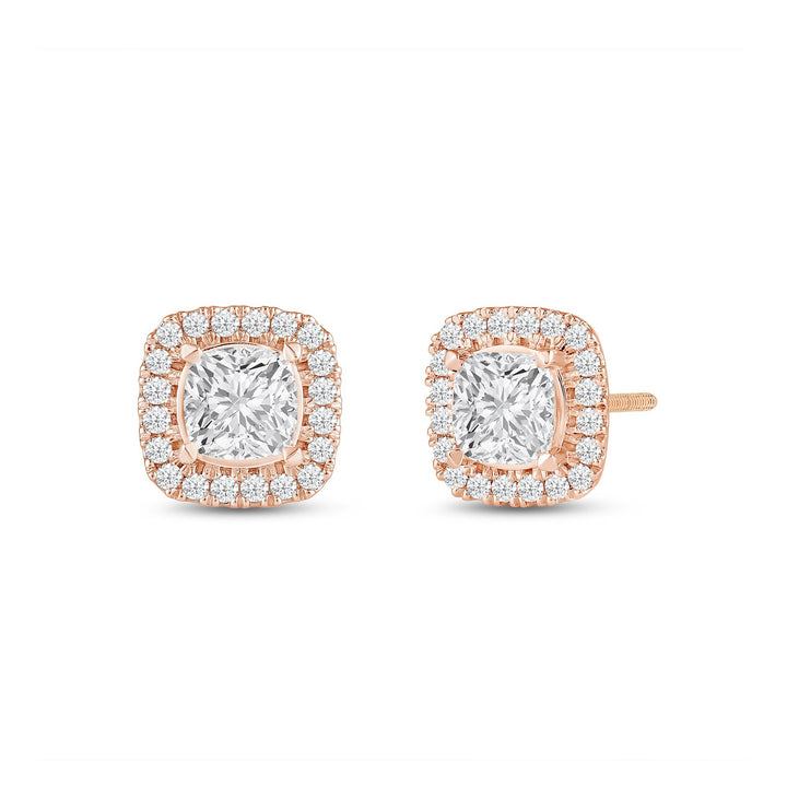 Cushion Cut Halo Moissanite Diamond Stud Earrings for Her