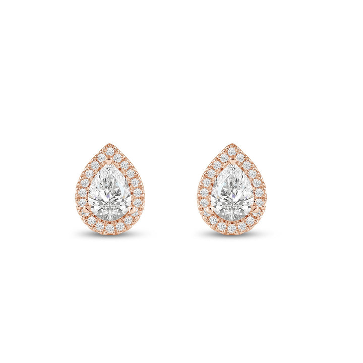 Pear Cut Moissanite Diamond Halo Stud Earrings for Women