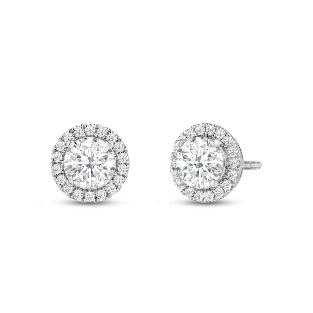 2.50CT Round Cut Halo Moissanite Diamond Stud Earrings for Women