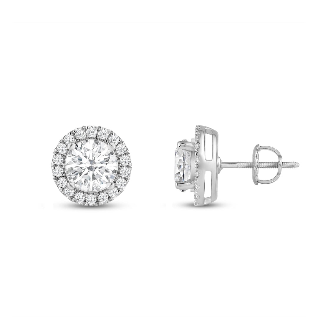 2.50CT Round Cut Halo Moissanite Diamond Stud Earrings for Women