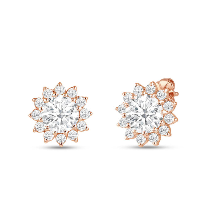 2.50CT Round Cut Moissanite Halo Stud Diamond Earrings for Her