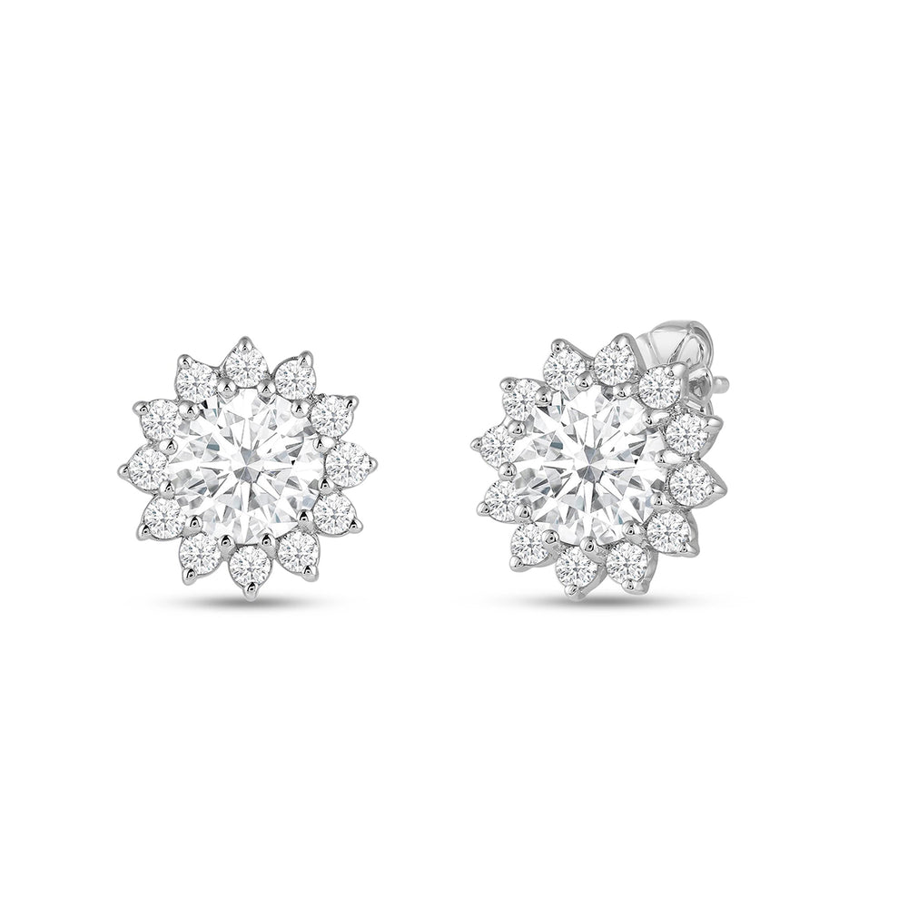 2.50CT Round Cut Moissanite Halo Stud Diamond Earrings for Her