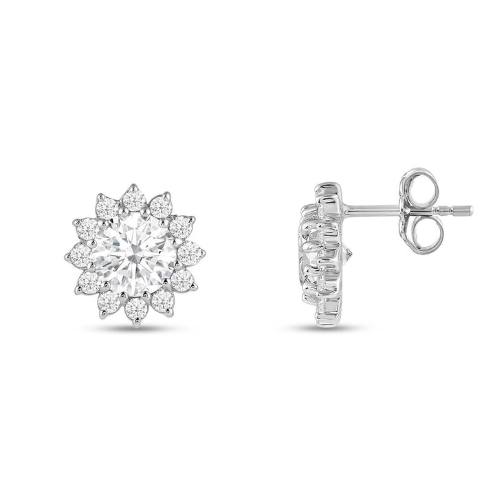 2.50CT Round Cut Moissanite Halo Stud Diamond Earrings for Her