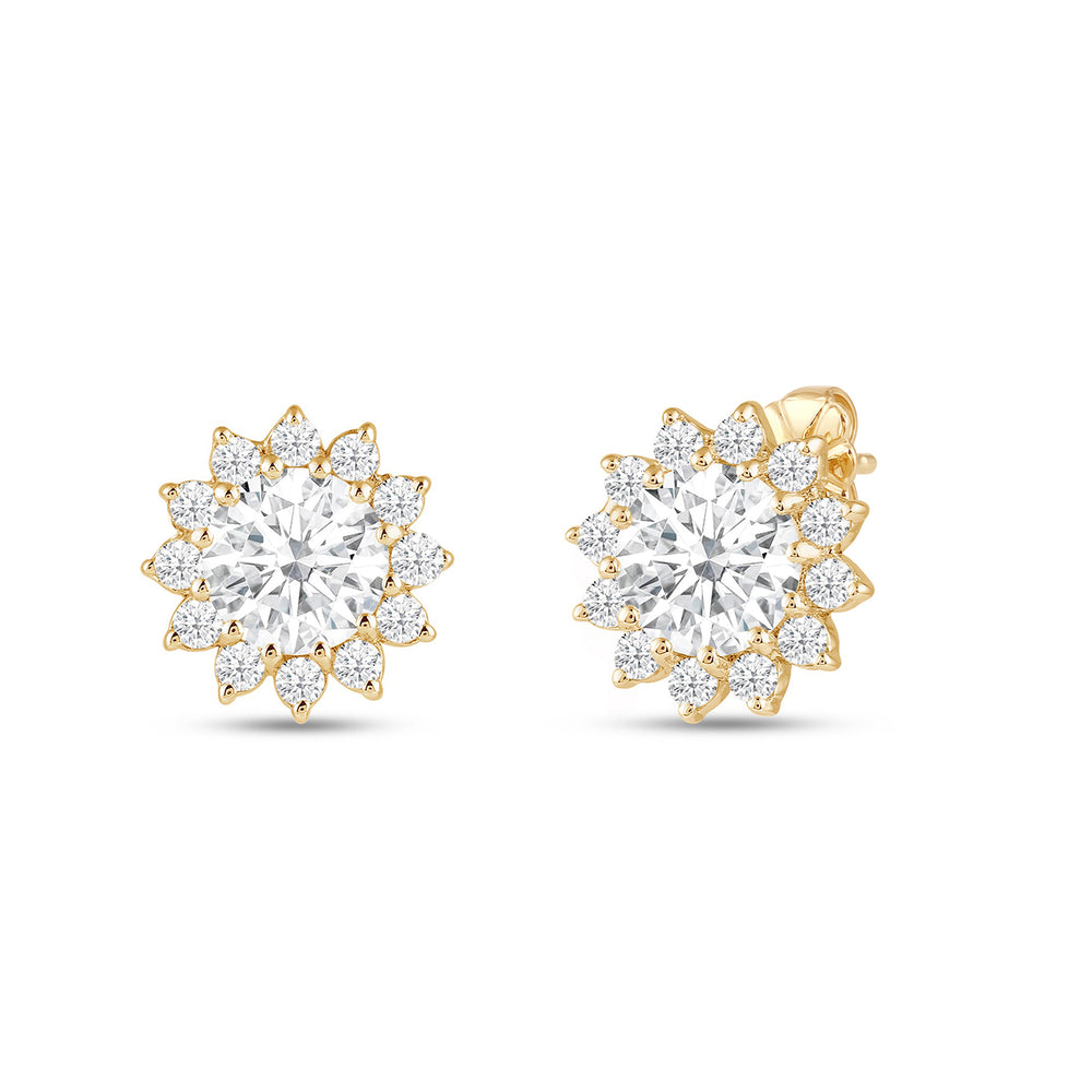 2.50CT Round Cut Moissanite Halo Stud Diamond Earrings for Her