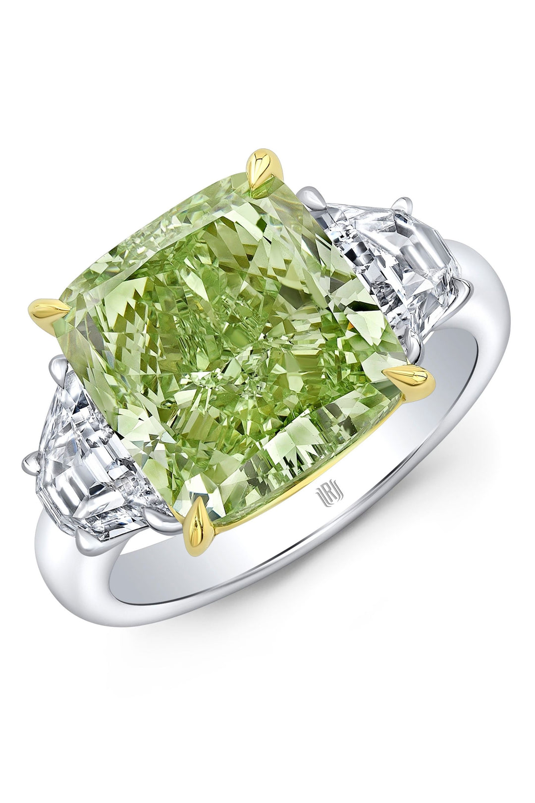 8.50CT Green Moissanite Diamond Jennifer Lopez Three Stone Engagement Ring