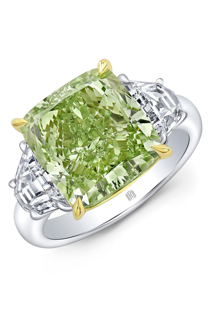 8.50CT Green Moissanite Diamond Jennifer Lopez Three Stone Engagement Ring