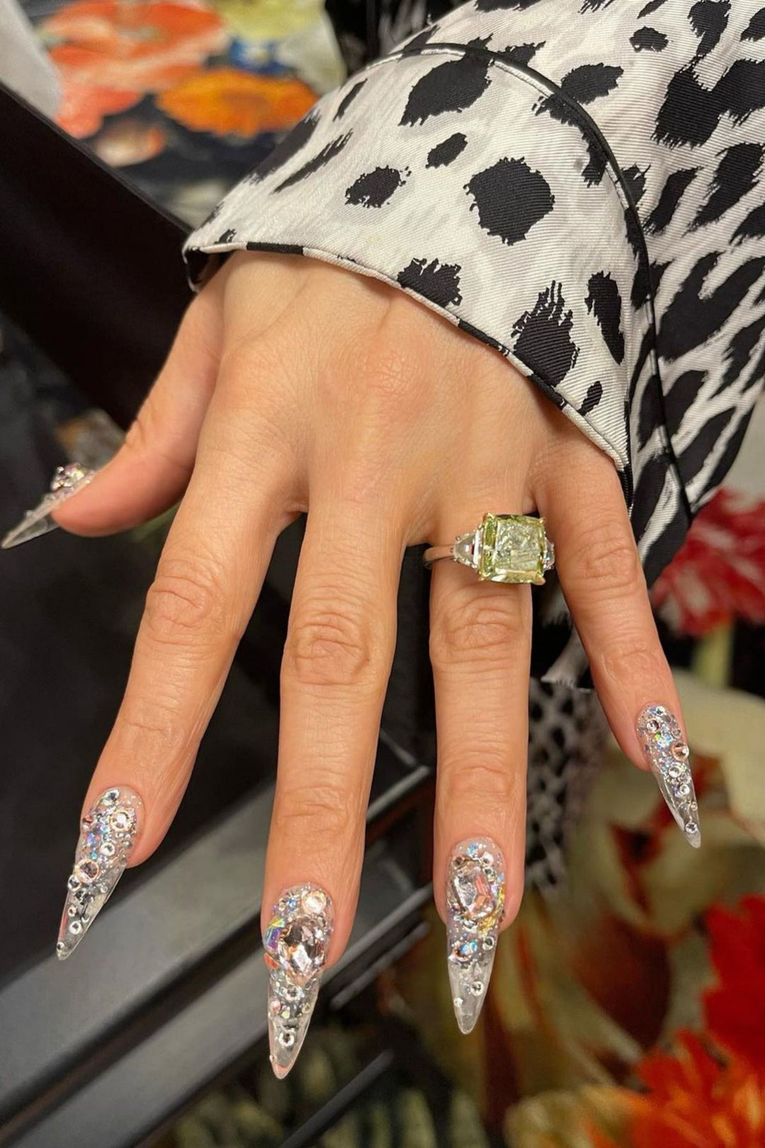 8.50CT Green Moissanite Diamond Jennifer Lopez Three Stone Engagement Ring