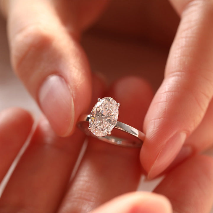 2 Carat Oval Moissanite Solitaire3ct Oval Cut Moissanite RingMoissanite Oval Engagement Ring Gold
