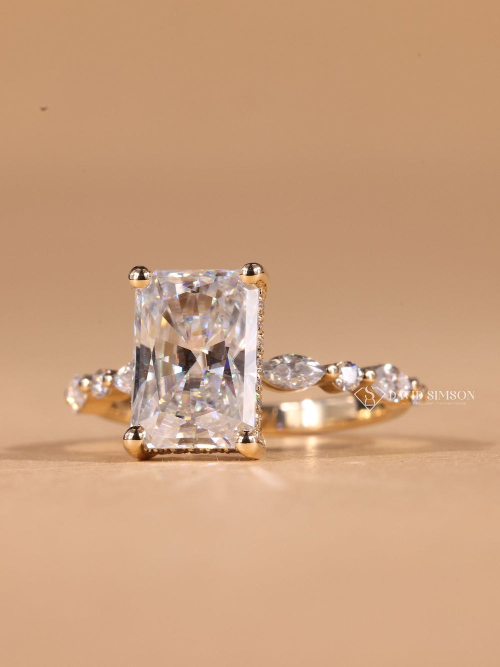  Lab Grown Diamond Alternative, Radiant Cut Jewelry, 14k Gold Radiant Ring, 18k Gold Moissanite, White Gold Pave Ring,