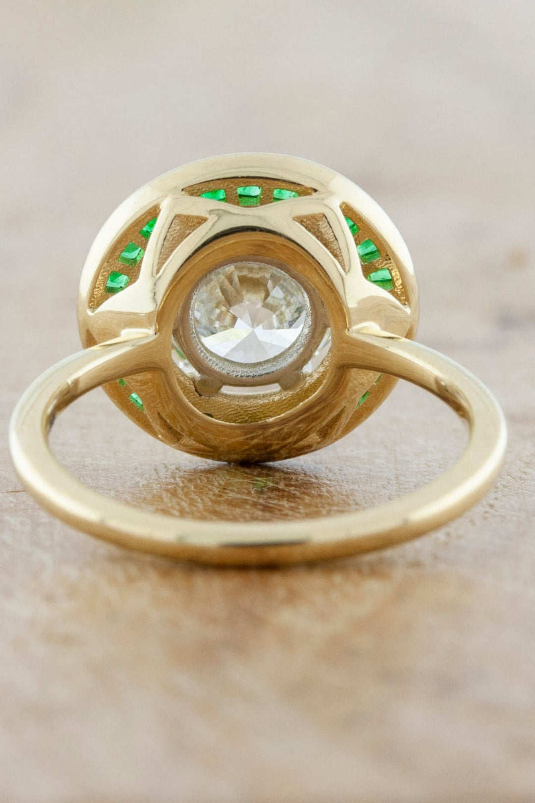 4.0CT Round Diamond with Emerald Halo Diamond Olivia Wilde Engagement Ring