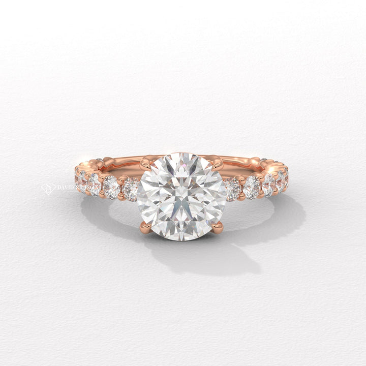 1.50CT-2.50CT Round Moissanite Diamond Pave Engagement Ring