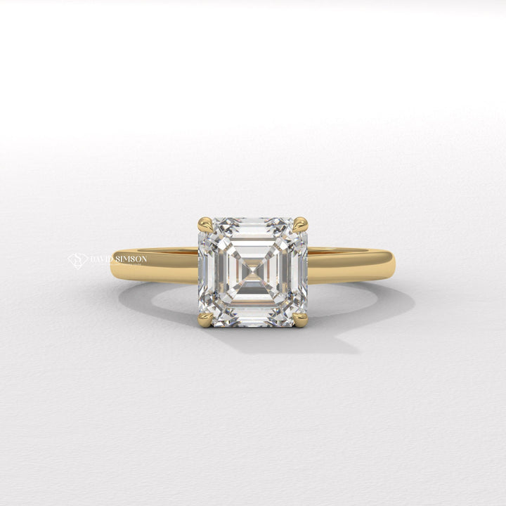2.0CT-3.0CT Asscher Moissanite Hidden Halo Diamond Bridge Engagement Ring