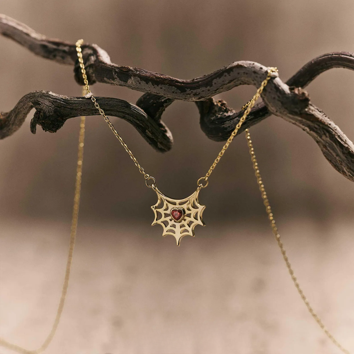 Gold Spider Web Necklace for Halloween Gift