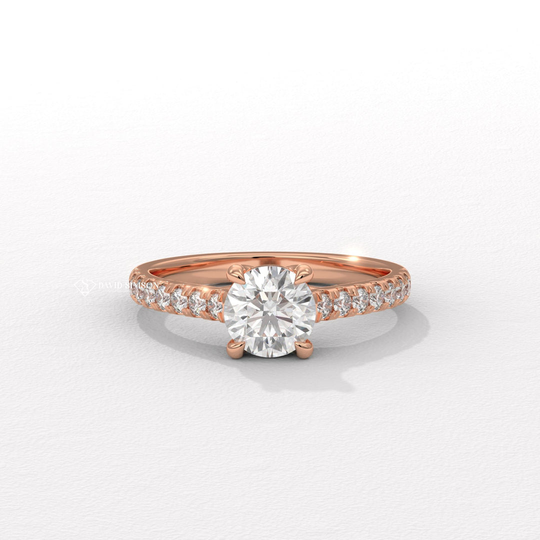 1.0CT-2.0CT Round Moissanite Diamond Pave Engagement Ring